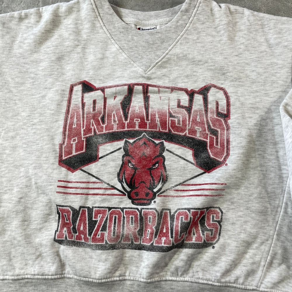 Arkansas Razorbacks Sweatshirt Champion Womens Medium Gray V Neck NCAA College - Picture 3 of 9
